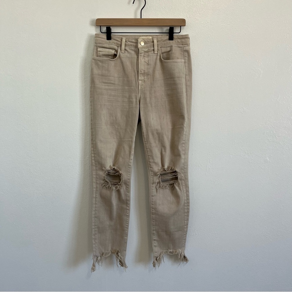 L’AGENCE High Line Skinny High Rise Jeans Biscuit Destruct Size 27